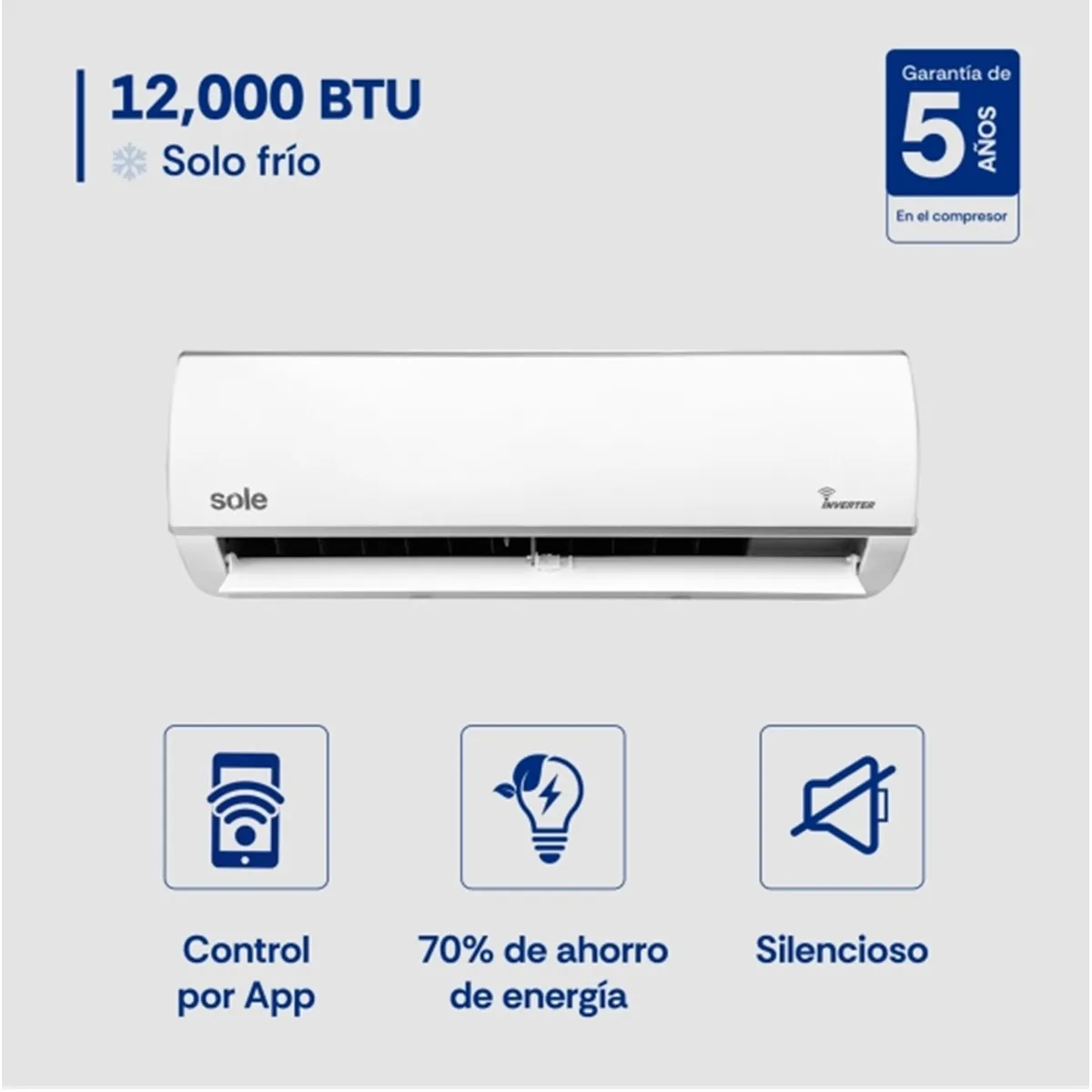 SOLE - Aire Acondicionado Split Inverter Wifi Sole 12 KBTU SOLAIR013