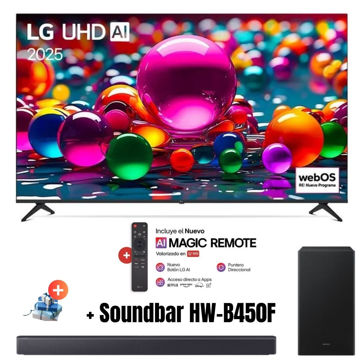 LG - TELEVISOR LG 75 75UA8050PSA UHD 4K SMART TV THINQ AI + Soundbar HW-B450F