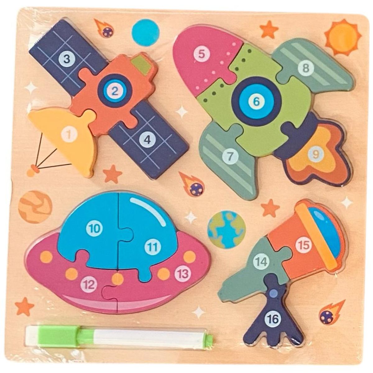 GENERICO - Rompcabezas de Madera de Encaje con Números Espacio