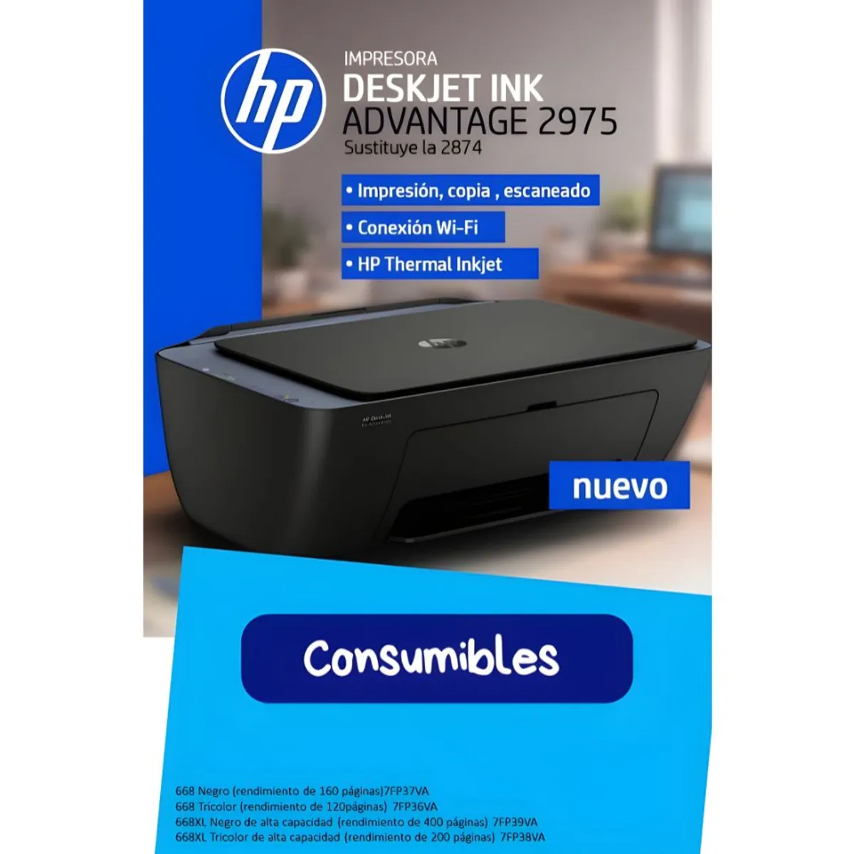 HP - IMPRESORA MULTIFUNCIONAL 2975 HP DESKJET INK ADVANTAGE AJ4Y5A