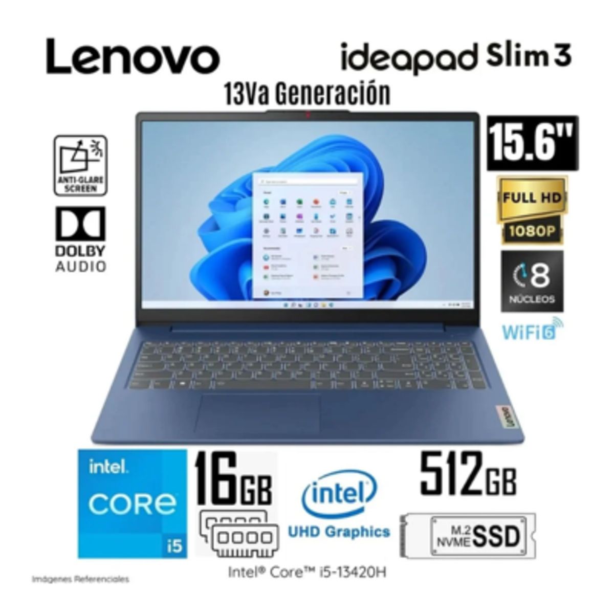 LENOVO - Laptop Lenovo Idepad Slim 3 13ava  15IRH8 15.6” FHD Intel Core i5-13420H RAM 16GB SSD 512GB