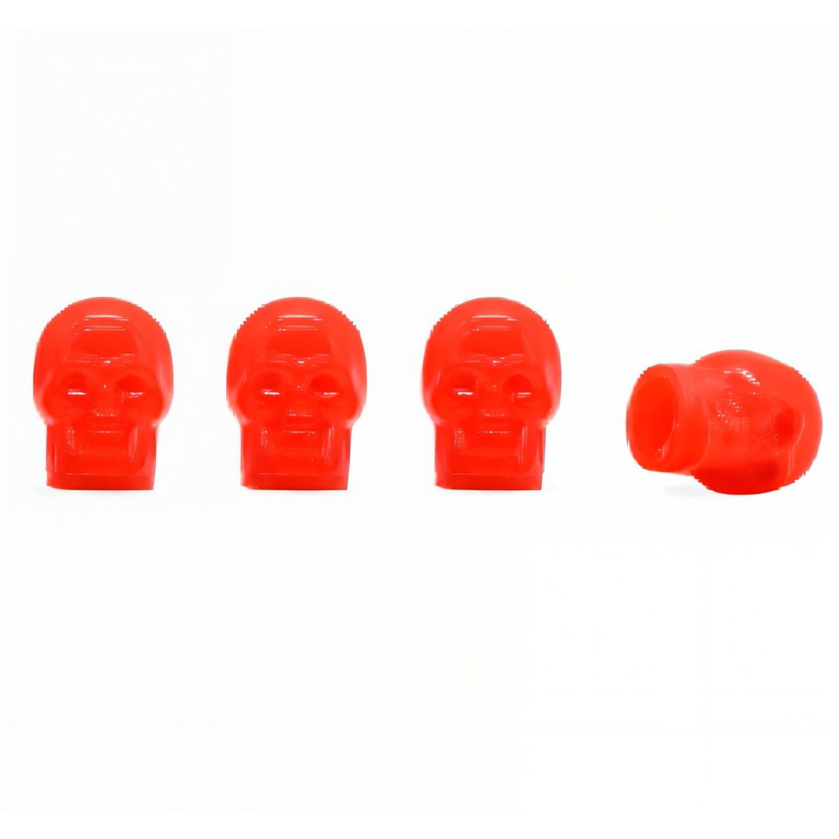 GENERICO - Tapa Pitón De Llanta Modelo Calavera Universal Rojo Neón 4Pcs