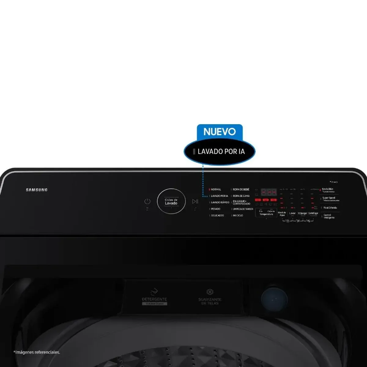 SAMSUNG - Lavadora 19KG AI Wash EcoBubble Negra Samsung WA80F19S8BPE
