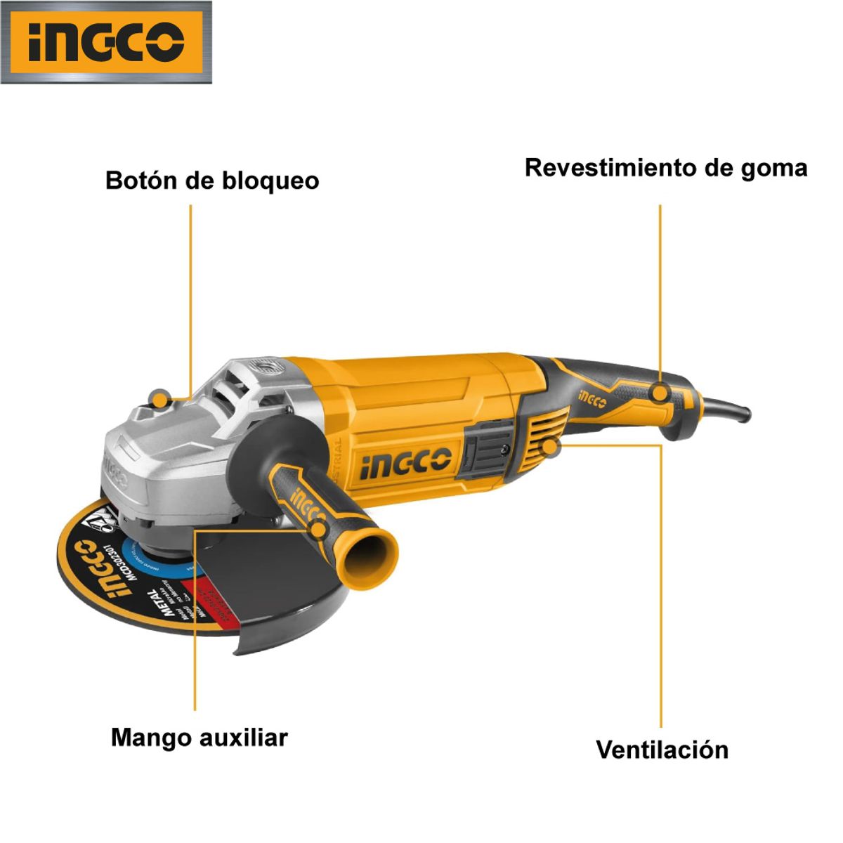 INGCO TOOLS - Amoladora Angular INGCO 3000W 9 AG30008