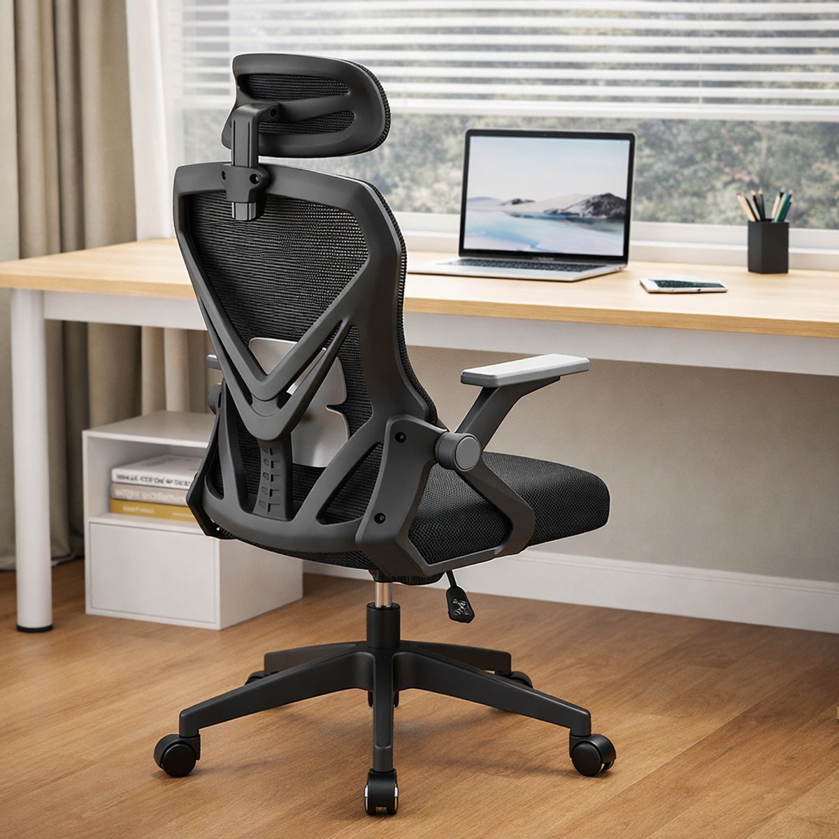 GENERICO - Silla Ergonómica de Oficina Malla con Apoyacabeza Soporte Lumbar Giratoria Ajustable