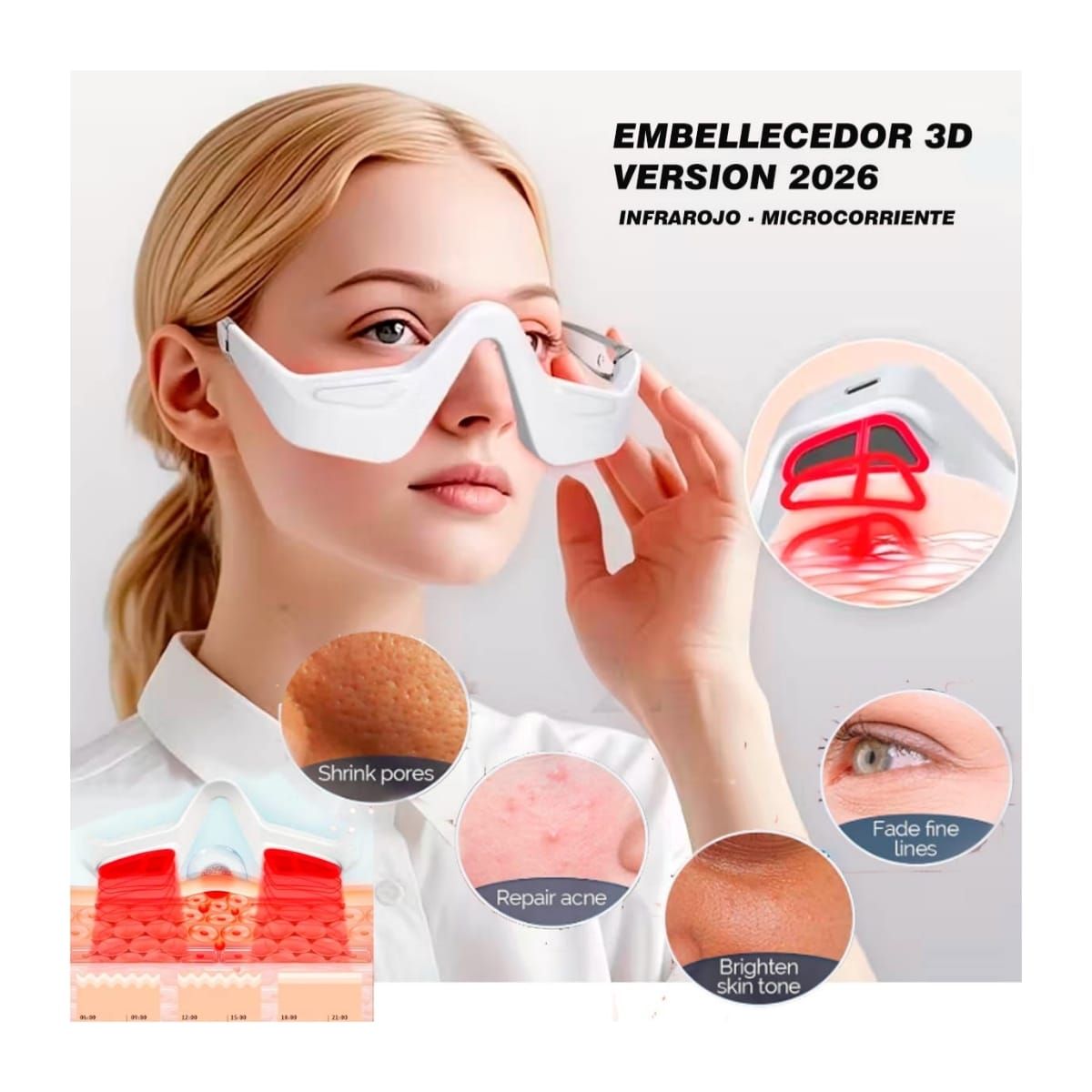GENERICO - LENTES DE TERAPIA DE LUZ ROJA REDUCE BOLSA ,OJERAS Y ARRUGAS