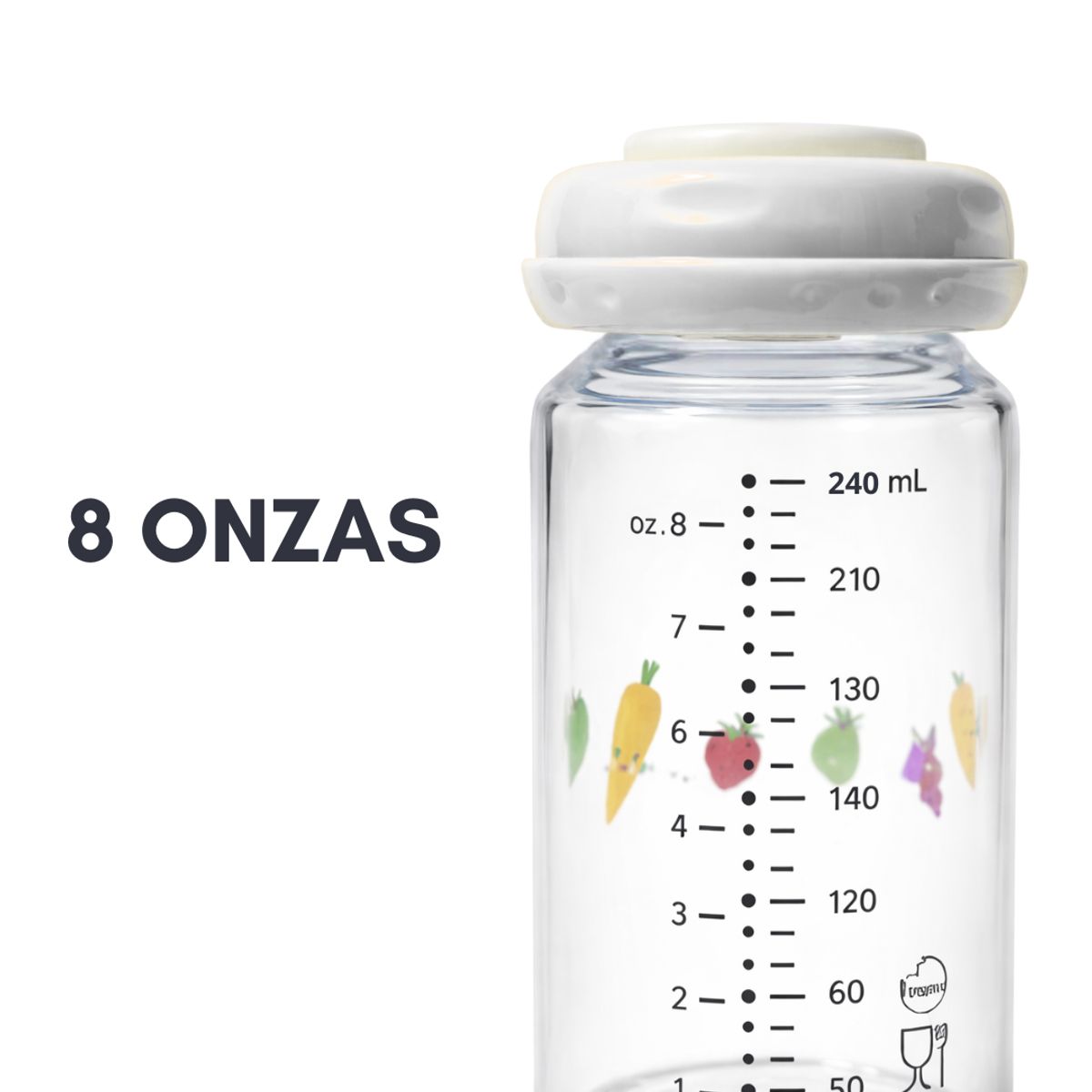 Set x3 Frascos Recolectores de Leche Materna 8oz de Vidrio  Blanco, marca GENERICO - Foto 2