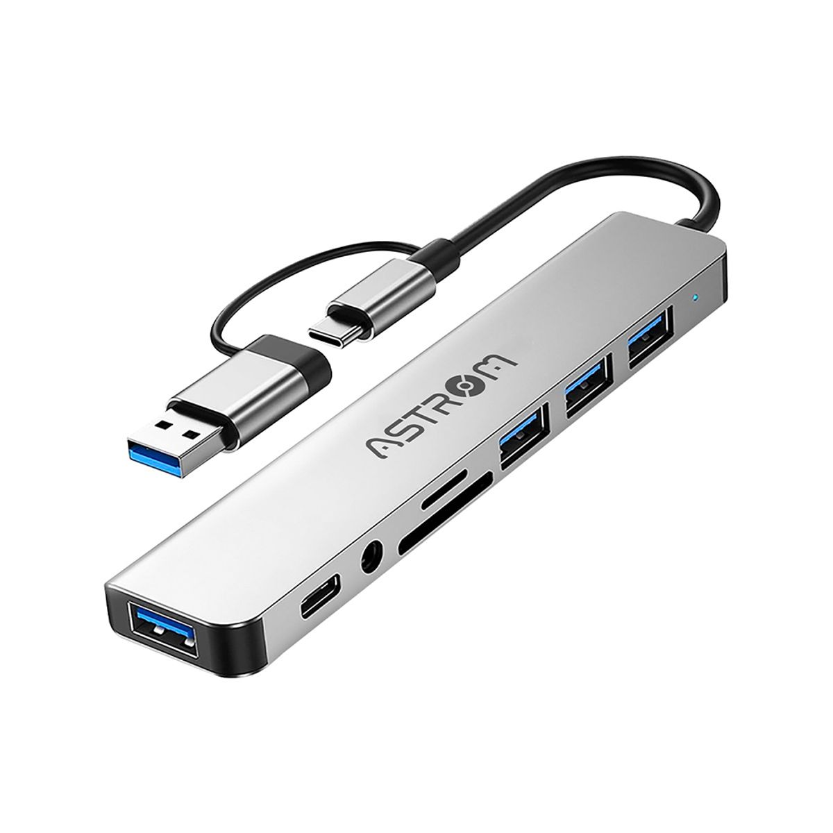 ASTROM - Adaptador HUB USB 8 EN 1 AST MH2381 TYPE-C 1PORT 3.0