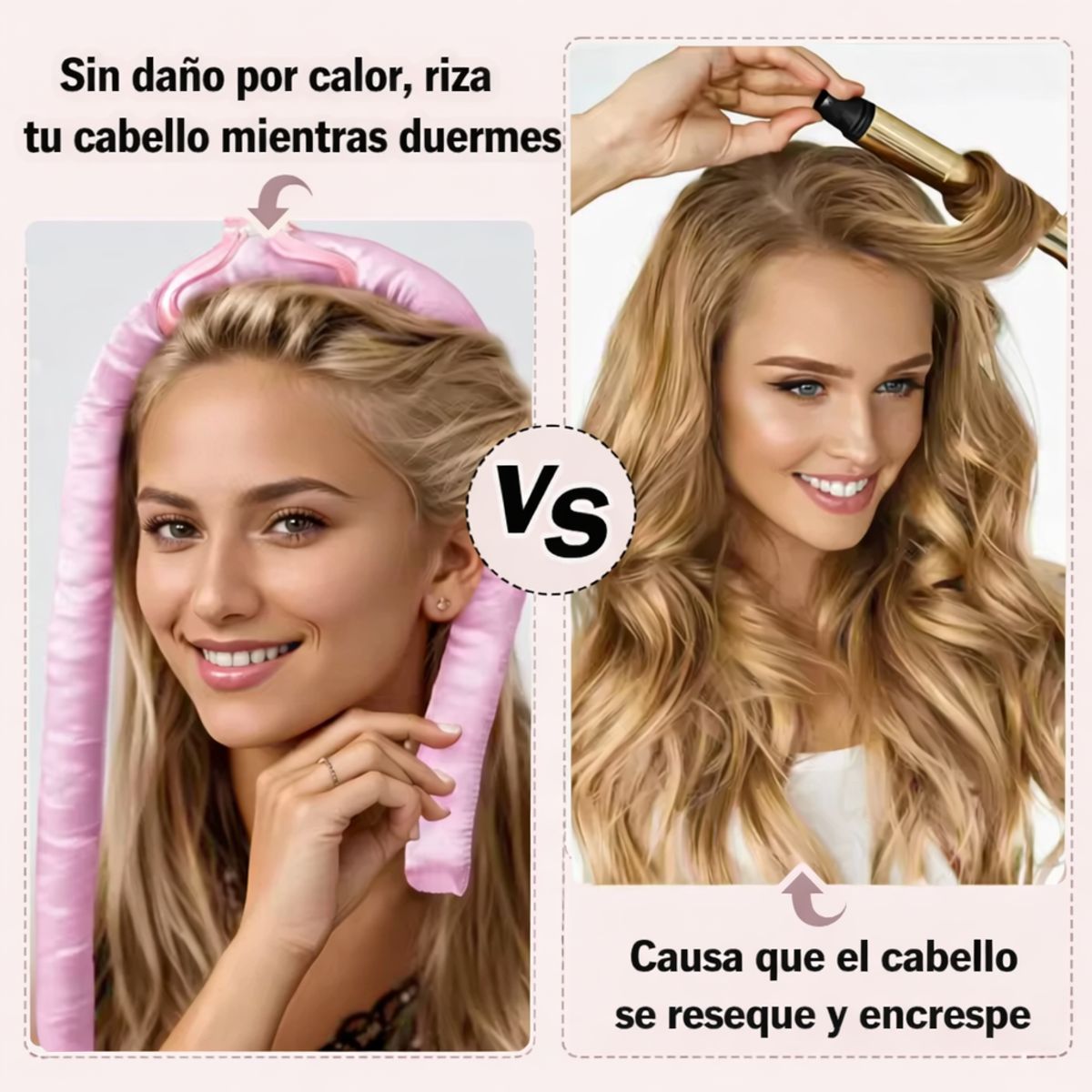 GENERICO - Rizador de cabello sin calor - color Crema