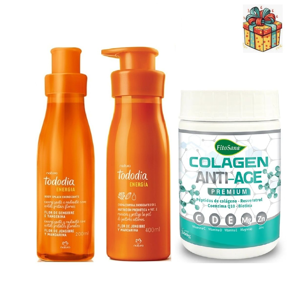 NATURA - crema corporal y body splash tododia mandarina y 2 regalos