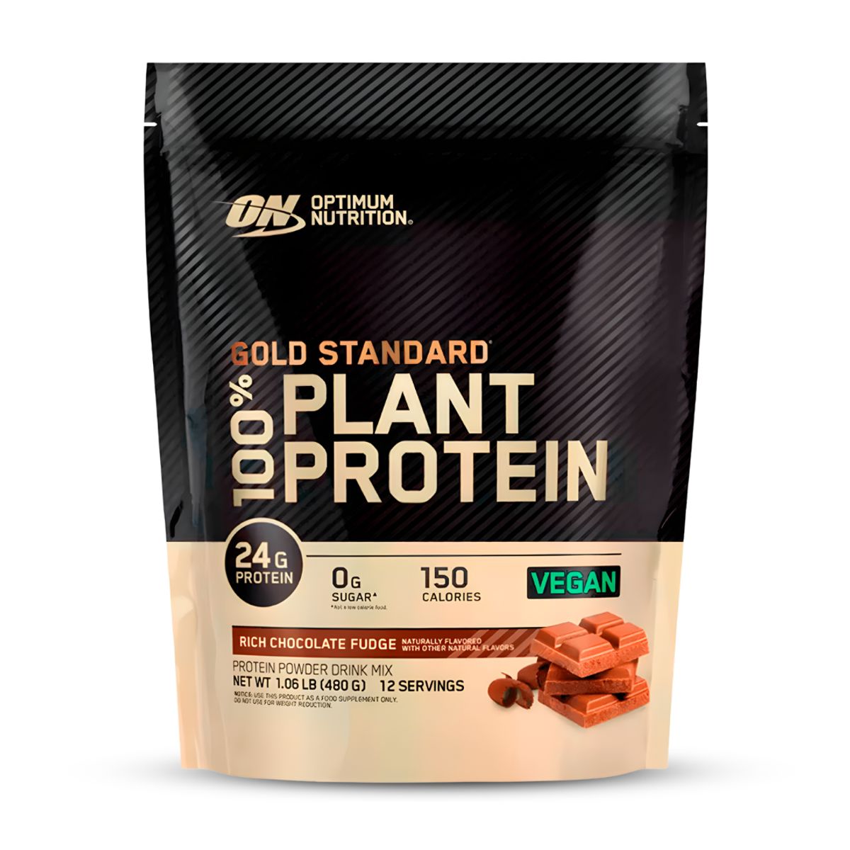 Optimum Nutrition - Proteína Vegana Gold Standard 100% Plant Protein / 480 gramos - Rich Chocolate Furge + Shaker