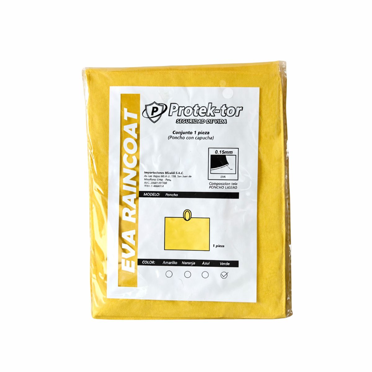 Poncho para Lluvia Termosellado Re-utilizable, marca EMERGENCY KIT PERU - Foto 2