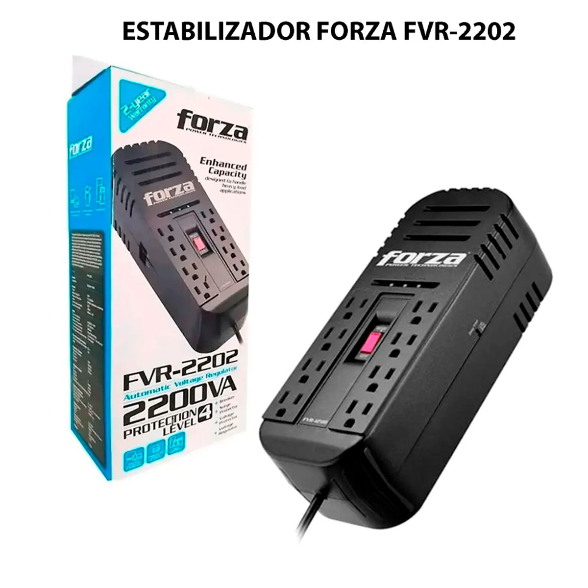FORZA - Regulador automático de voltaje 2200VA/1100W, 8 out, FVR 2202