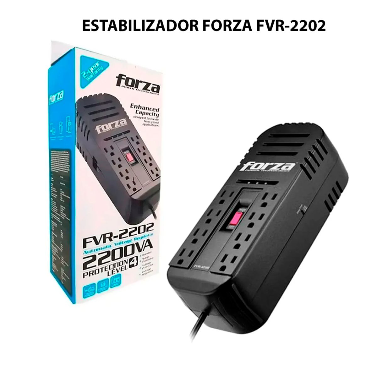 FORZA - Regulador automático de voltaje 2200VA/1100W, 8 out, FVR 2202
