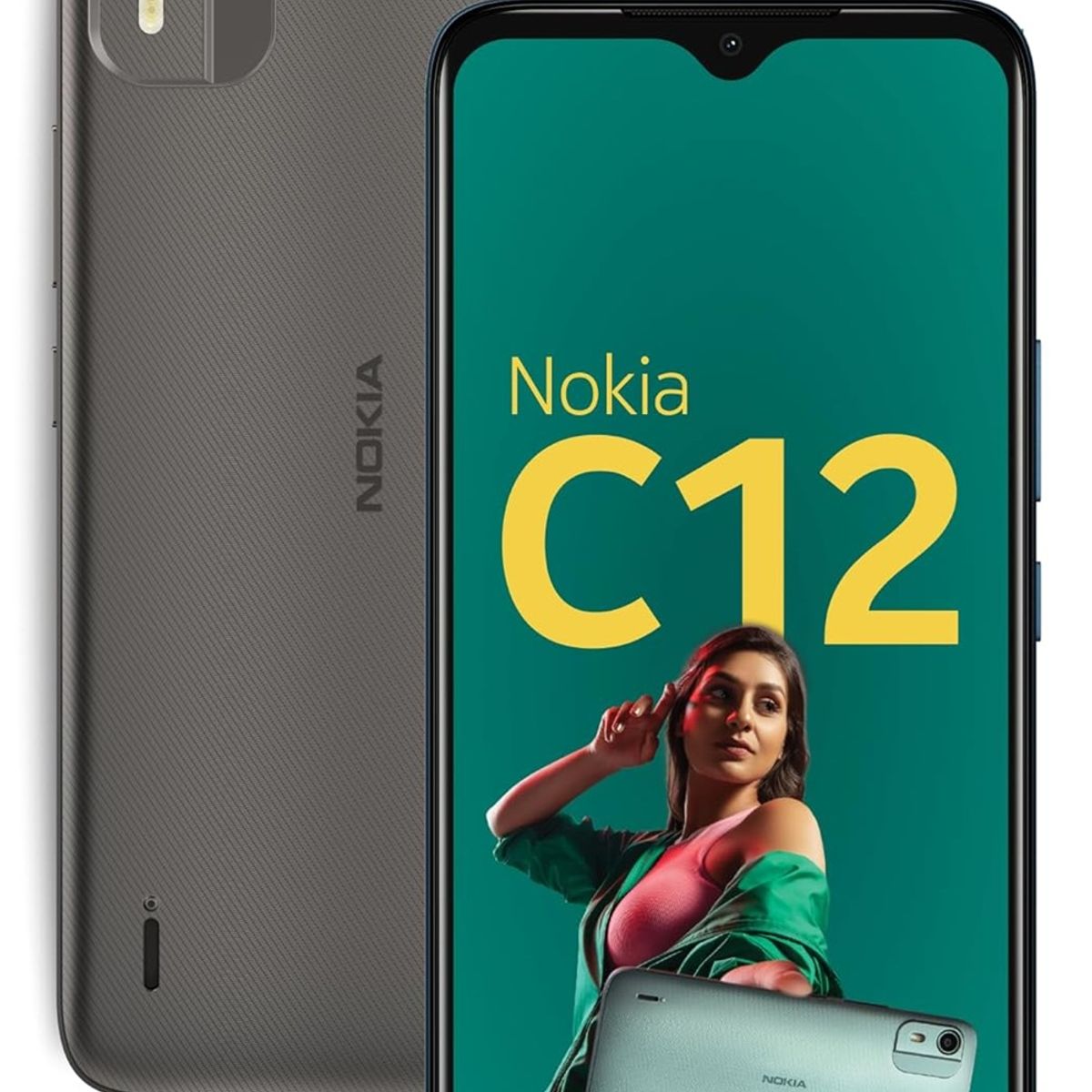 NOKIA - Smartphone C12 Android 12 Go Edition Batería 3000 mAh ALL Day 4GB RAM (2GB + 2GB EXT)+ 64GB ROM Charcoal