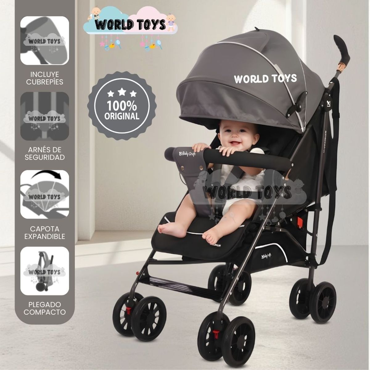 Baby - Coche Bastón de Lujo «DANNES» Edición Especial Dark Gray