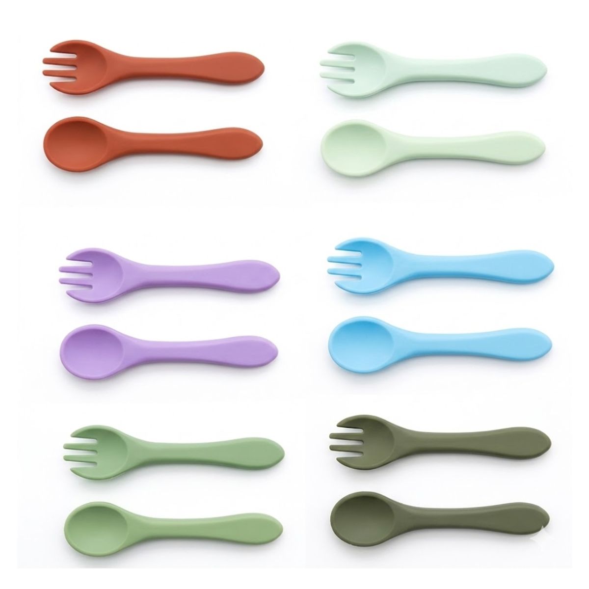 GENERICO - Set de Cuchara y Tenedor de Silicona Bebé Niña