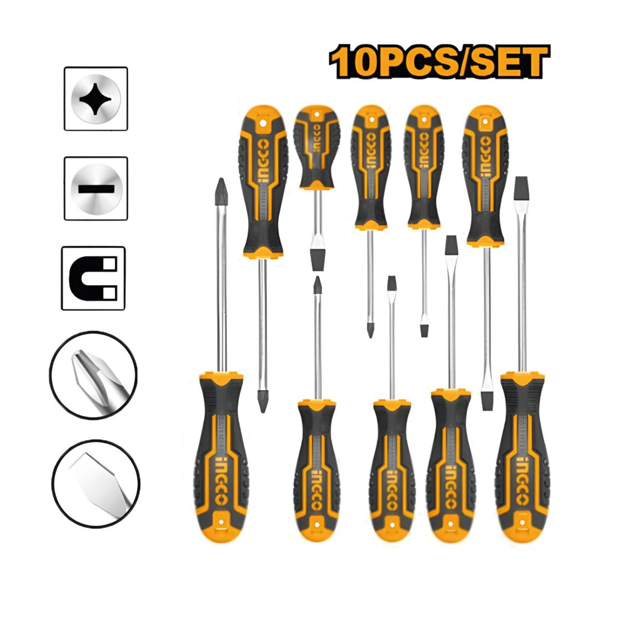 INGCO - Set 10 Destornilladores Imantados Ingco HKSD1028
