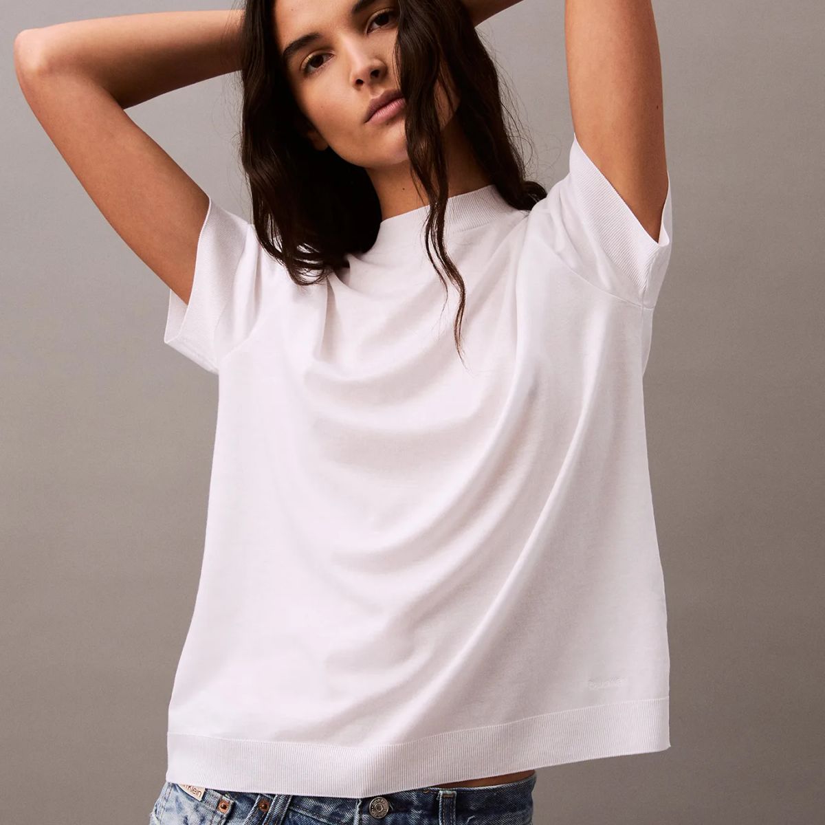 CALVIN KLEIN - CAMISETA SS SILK TOUCH FINE KNIT MOCK N