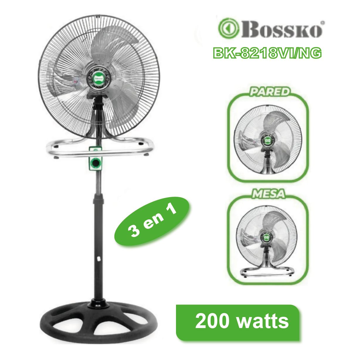 BOSSKO - Ventilador Bossko 3 en 1 BK-8218VI NG