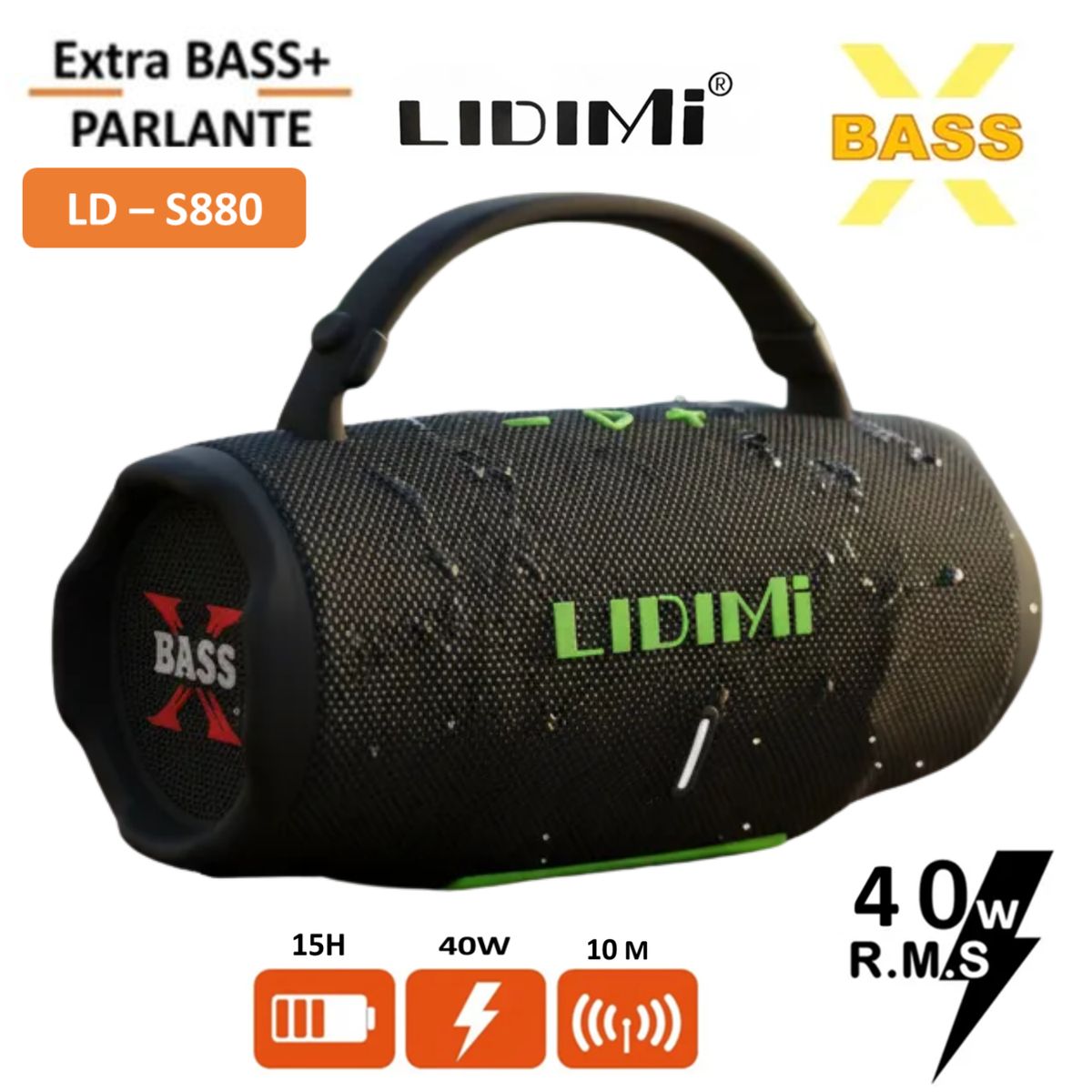 LIDIMI - Parlante Bluetooth Portátil Lidimi Ld-s880 40w X Bass Negro