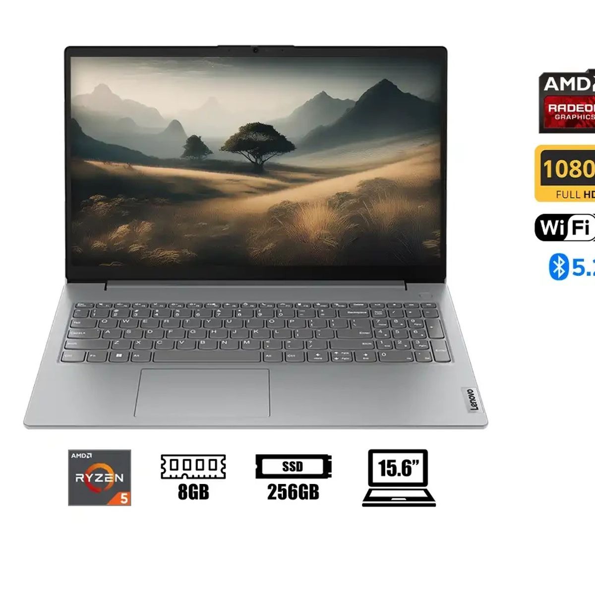 LENOVO - LAPTOP LENOVO AMD RYZEN 5 7520U RAM 8GB SSD 256GB PANTALLA 15.6” FULL HD