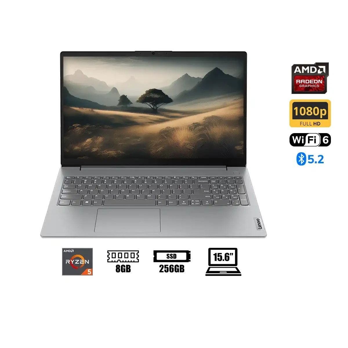LENOVO - LAPTOP LENOVO AMD RYZEN 5 7520U RAM 8GB SSD 256GB PANTALLA 15.6” FULL HD