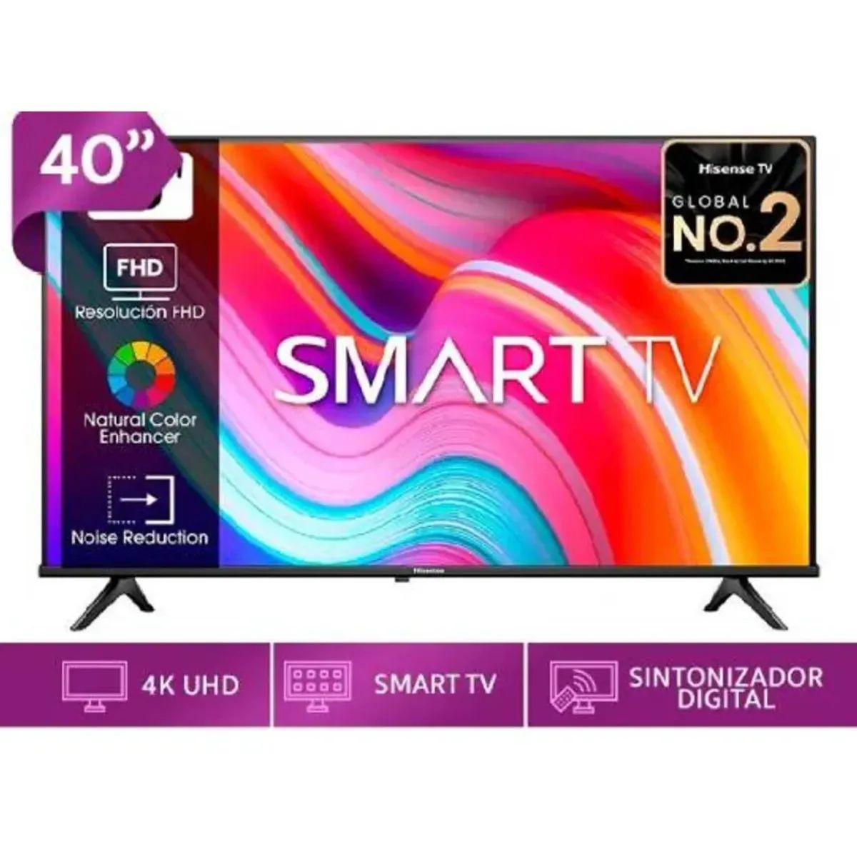 HISENSE - Televisor Hisense 40 Pulg. LED FHD 40A4K + RACK MOVIL