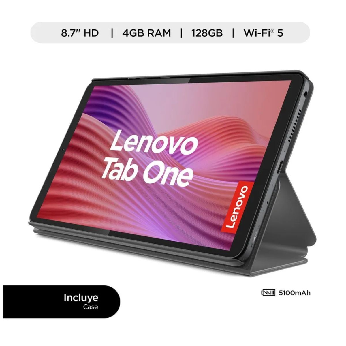 LENOVO - Tablet Lenovo Tab One 8.7 4GB 128GB Luna Grey + Folio Case