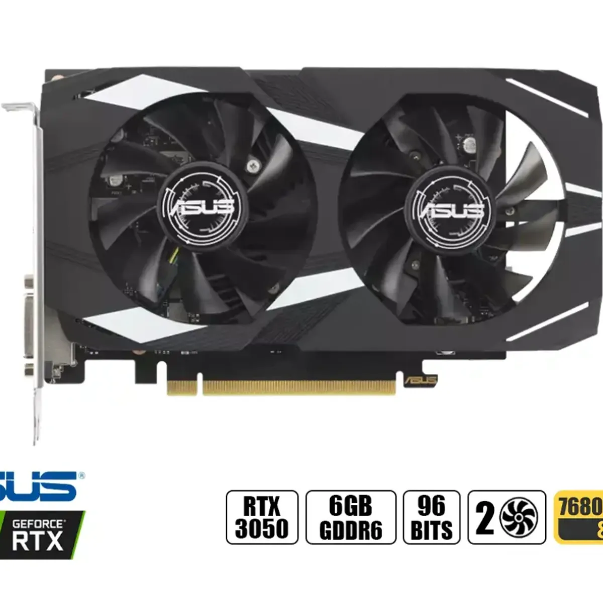 ASUS - TARJETA DE VIDEO ASUS DUAL NVIDIA GEFORCE RTX 3050 X 6GB GDDR6 96 BIT DP1 HDMI1 90YV0K60-M0AA00