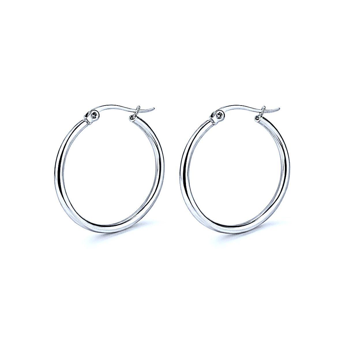 GENERICO - Argollas de Acero con Baño de Plata 1.5 cm, 2 cm y 2.5 cm