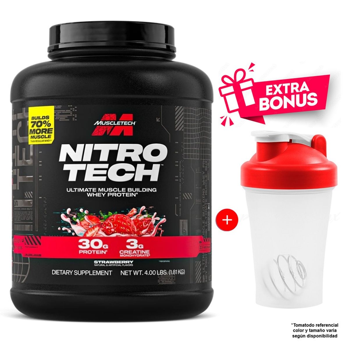 MUSCLETECH - Proteína Muscletech Nitro tech Whey Protein 1.81 kg Fresa