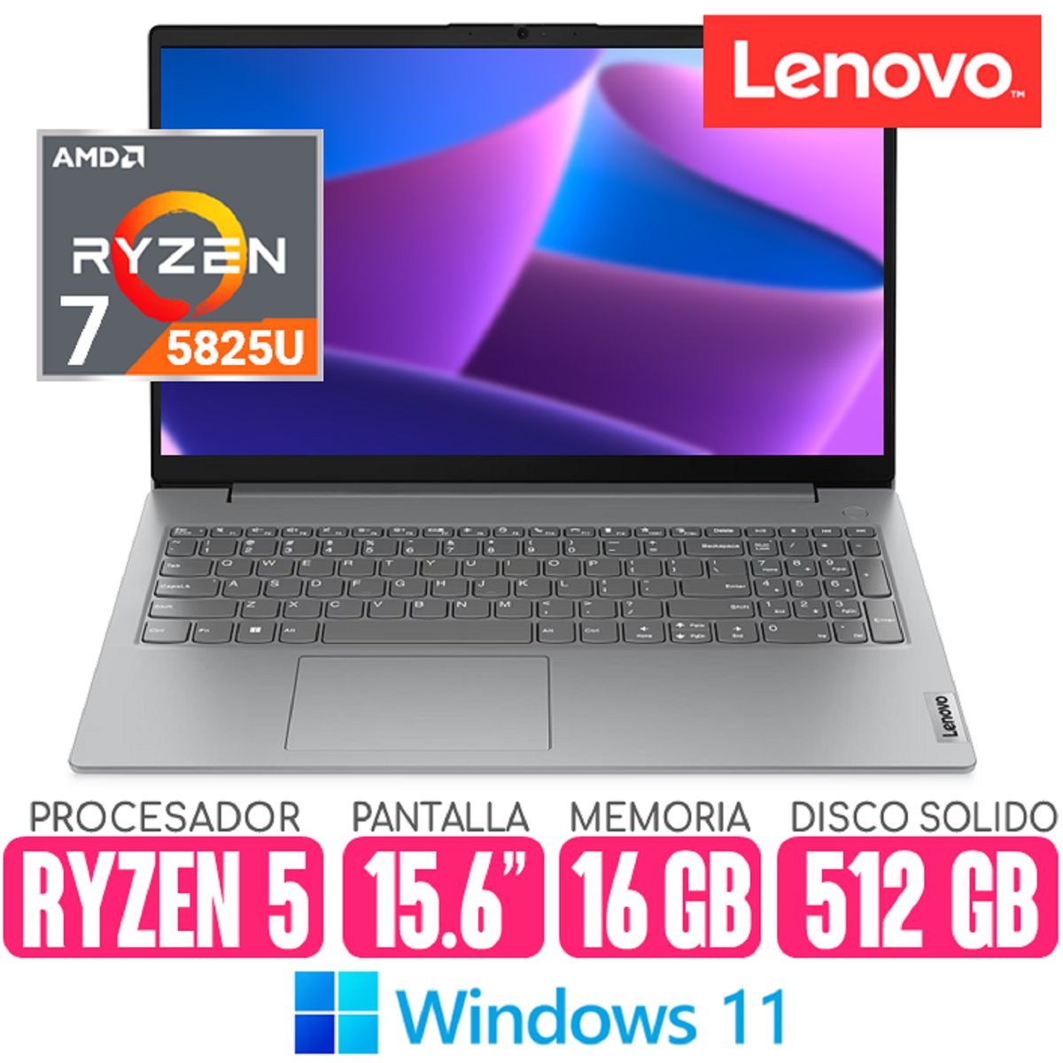 LENOVO - Laptop LENOVO Ryzen 5 7520U RAM 16gb SSD 512gb Pantalla 15.6 Windows Lenovo V15 G4