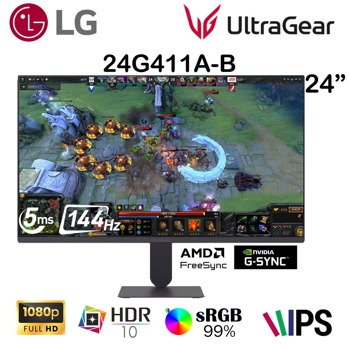 LG - MONITOR GAMING LG UltraGear 24 24G411A-B FHD IPS 144Hz 5Ms HDMI HDR10