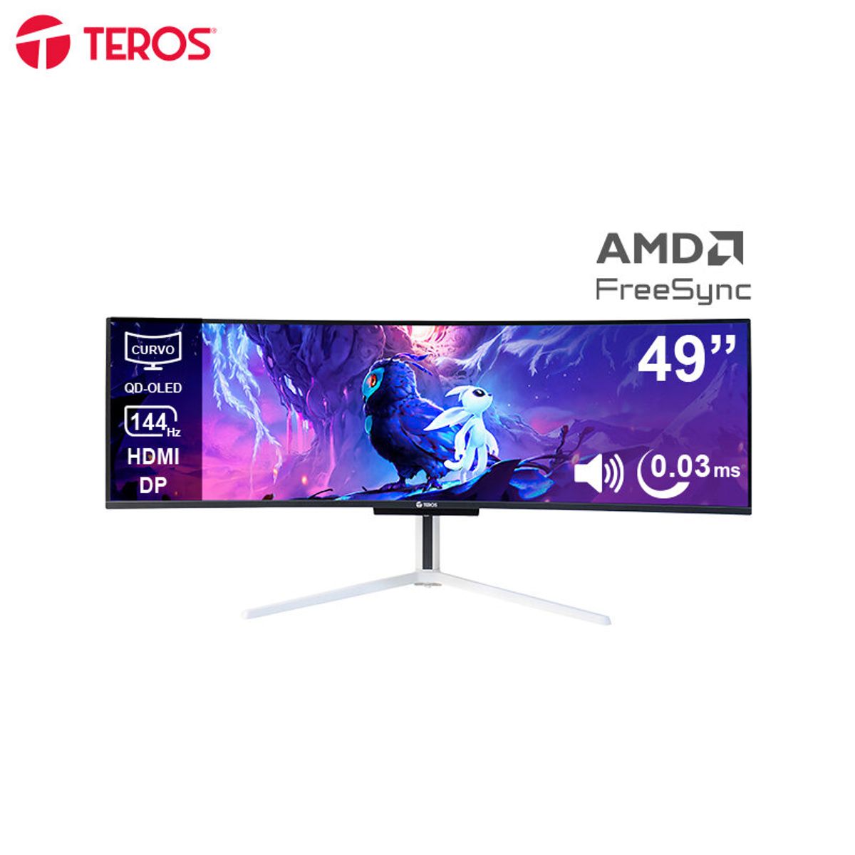 Monitor Curvo Gaming TEROS TE-4920G, 49 QD-OLED, 144Hz HDMI, DP, marca Teros - Foto Principal