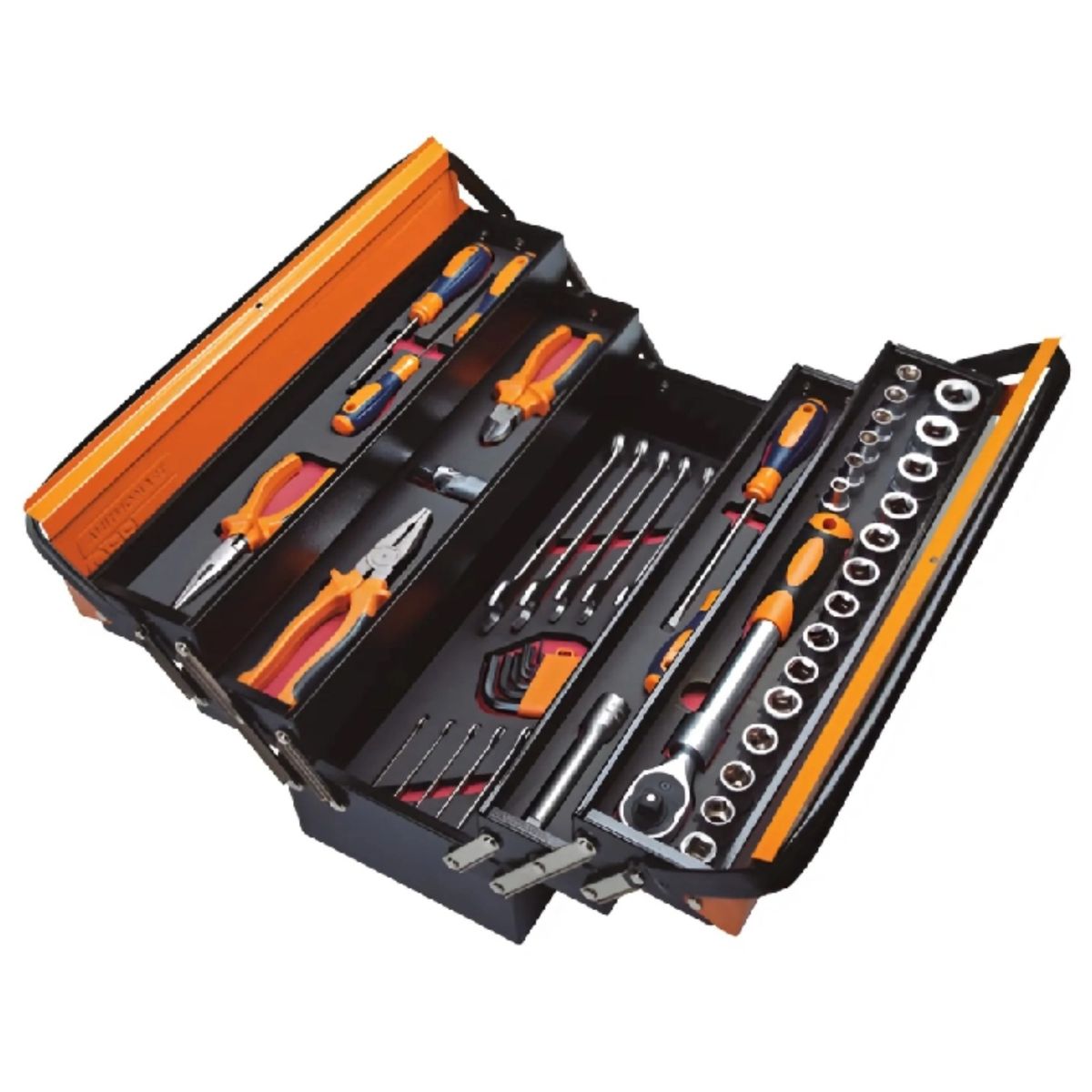 TRAMONTINA - Caja metálica 5 bandejas cantiléver de herramientas con herramientas  58 piezas 44952/958 TRAMONTINA