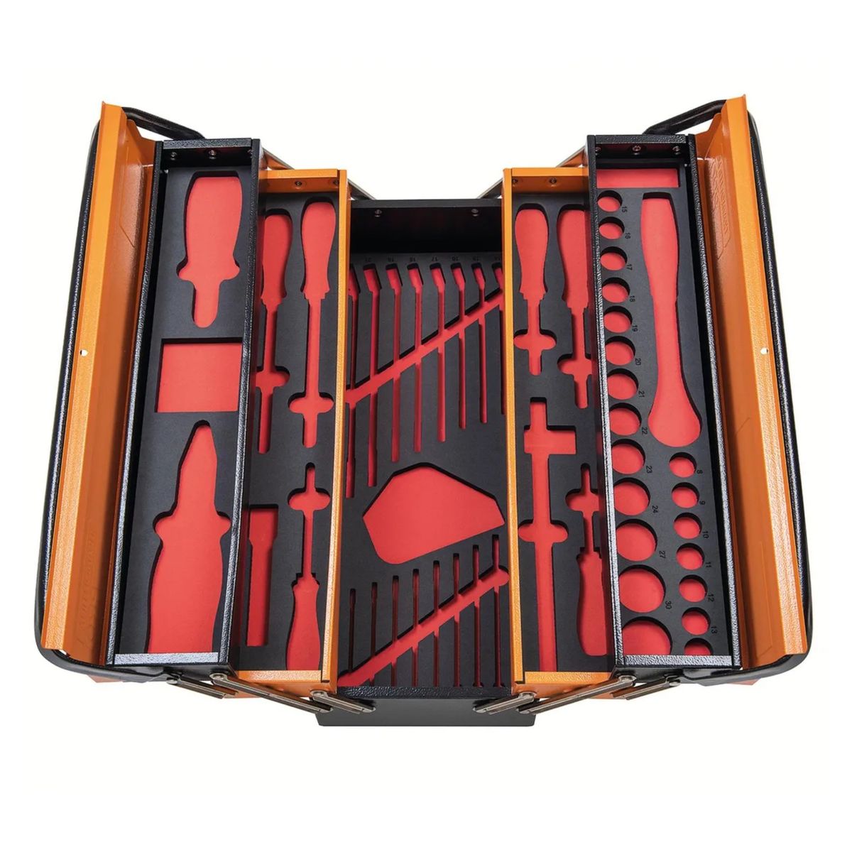 TRAMONTINA - Caja metálica 5 bandejas cantiléver de herramientas con herramientas  58 piezas 44952/958 TRAMONTINA