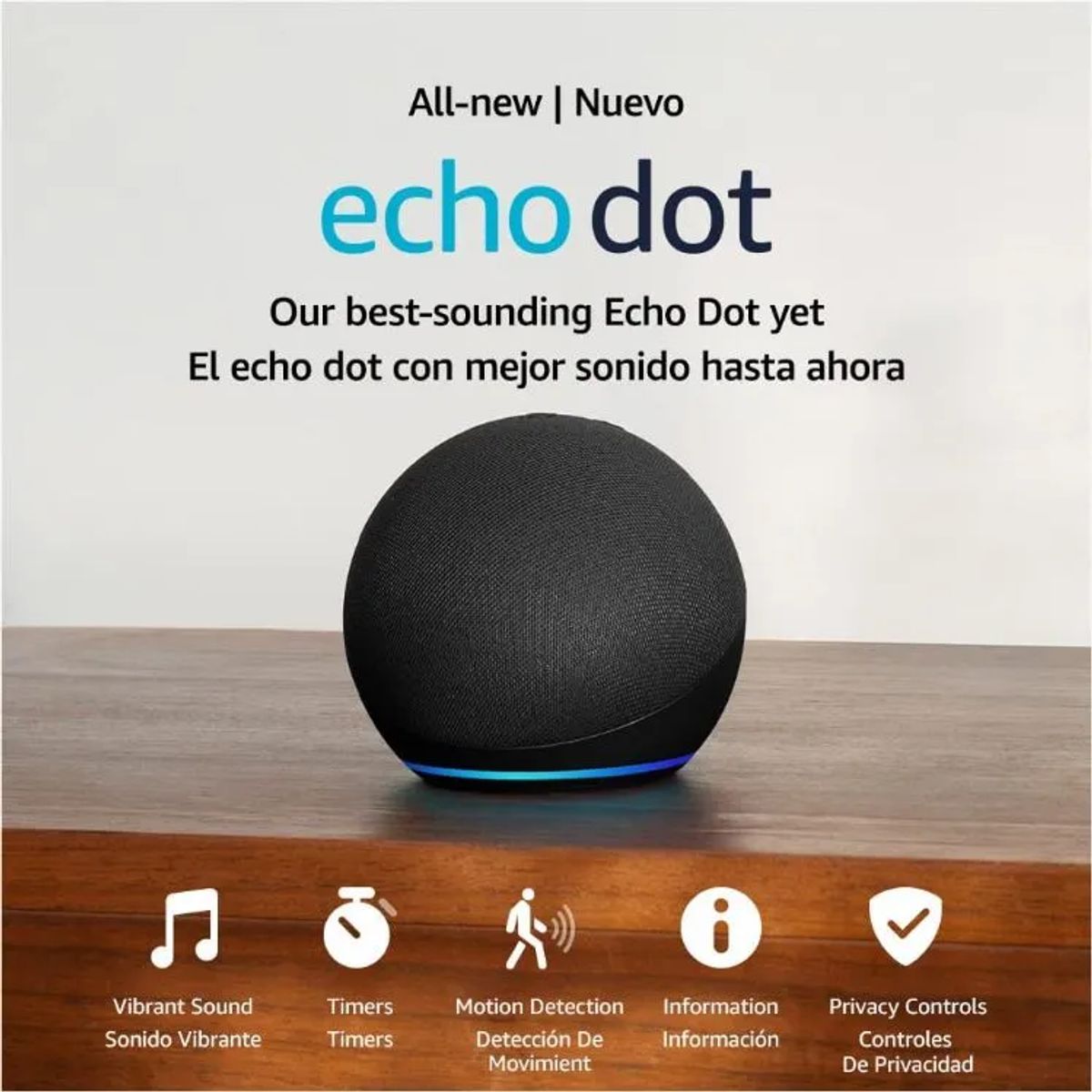 AMAZON - PARLANTE INTELIGENTE AMAZON ECHO DOT 5TA GENERACIÓN CONTROL DE VOZ ALEXA WI-FI BLUETOOTH - CARBÓN
