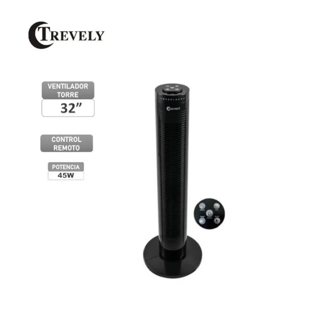 TREVELY - Ventilador Torre TREVELY Con Control Remoto de 32 Pulgadas VT-145 45W