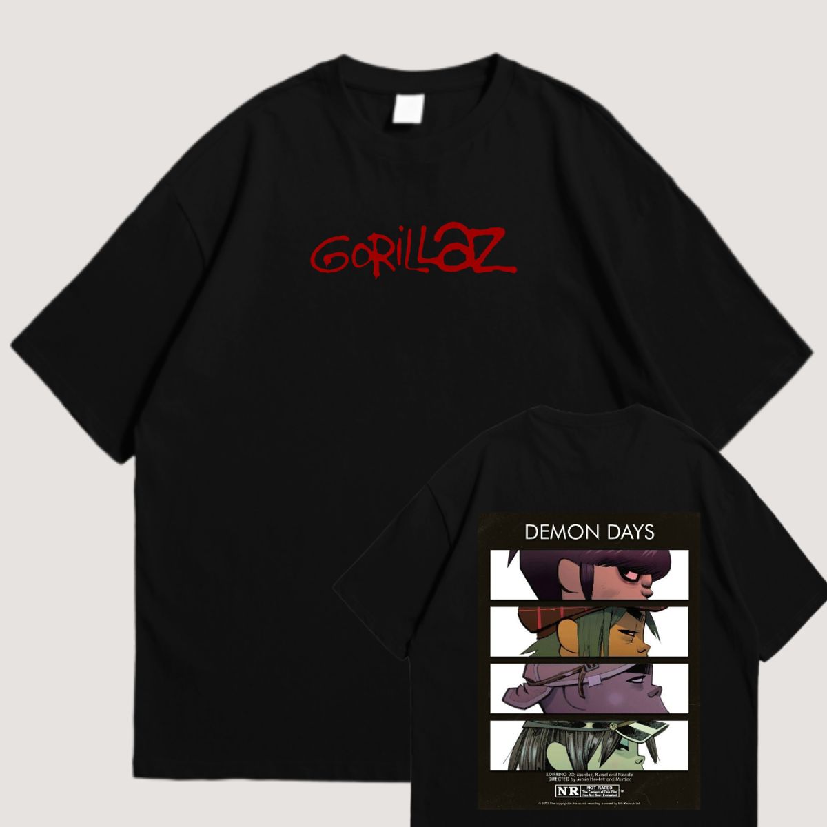 GENERICO - Polo Gorillaz Oversize Algodón Negro Oversized