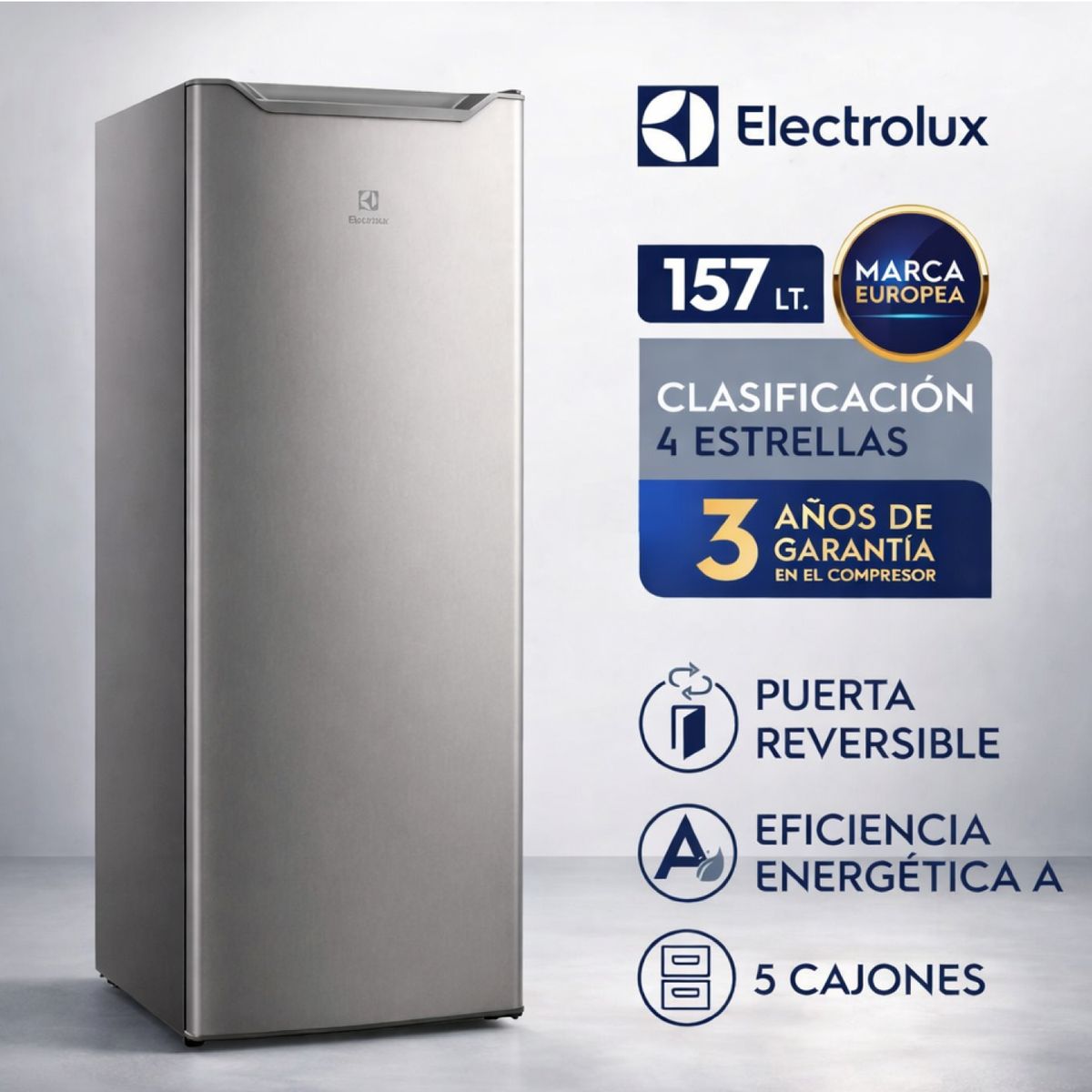 Electrolux - EFUY16P2HVG - Congelador Vertical Cycle Defrost 157L Gris Electrolux