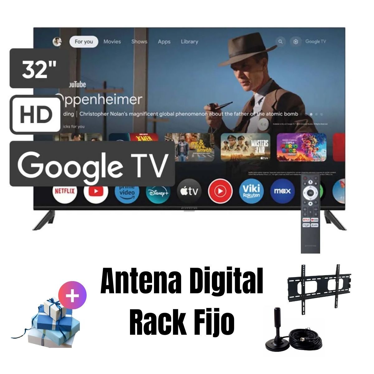 BLACKLINE - Televisor 32 LED HD BLACKLINE SmartTV BL32-T3000HD + ANT + RACK FIJO