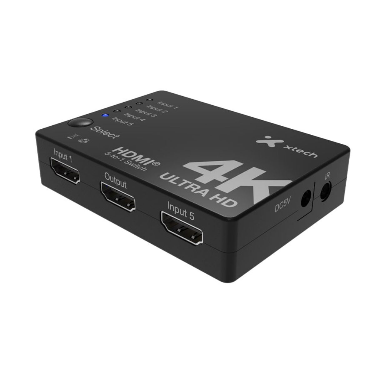 XTECH - SWITCH XTECH 5 PUERTOS HDMI 1.4 3840X2160