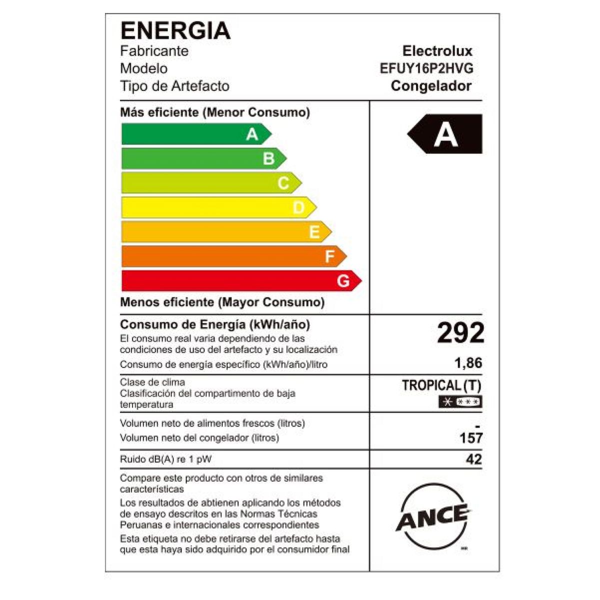 ELECTROLUX - EFUY16P2HVG - Congelador Vertical Cycle Defrost 157L Gris Electrolux