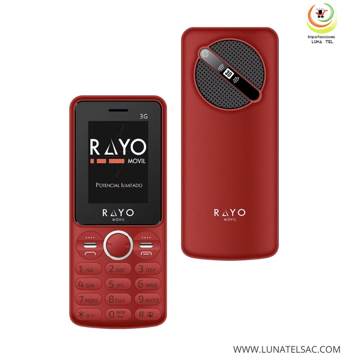 GENERICO - CELULAR RAYO 3G color  ROJO BATERIA DE 1400