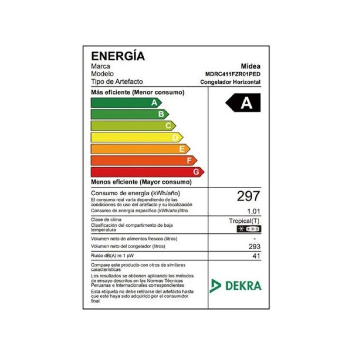 MIDEA - MDRC411FZR01PED - Congeladora Horizontal Triple Función 293Lts Inverter Blanca Midea