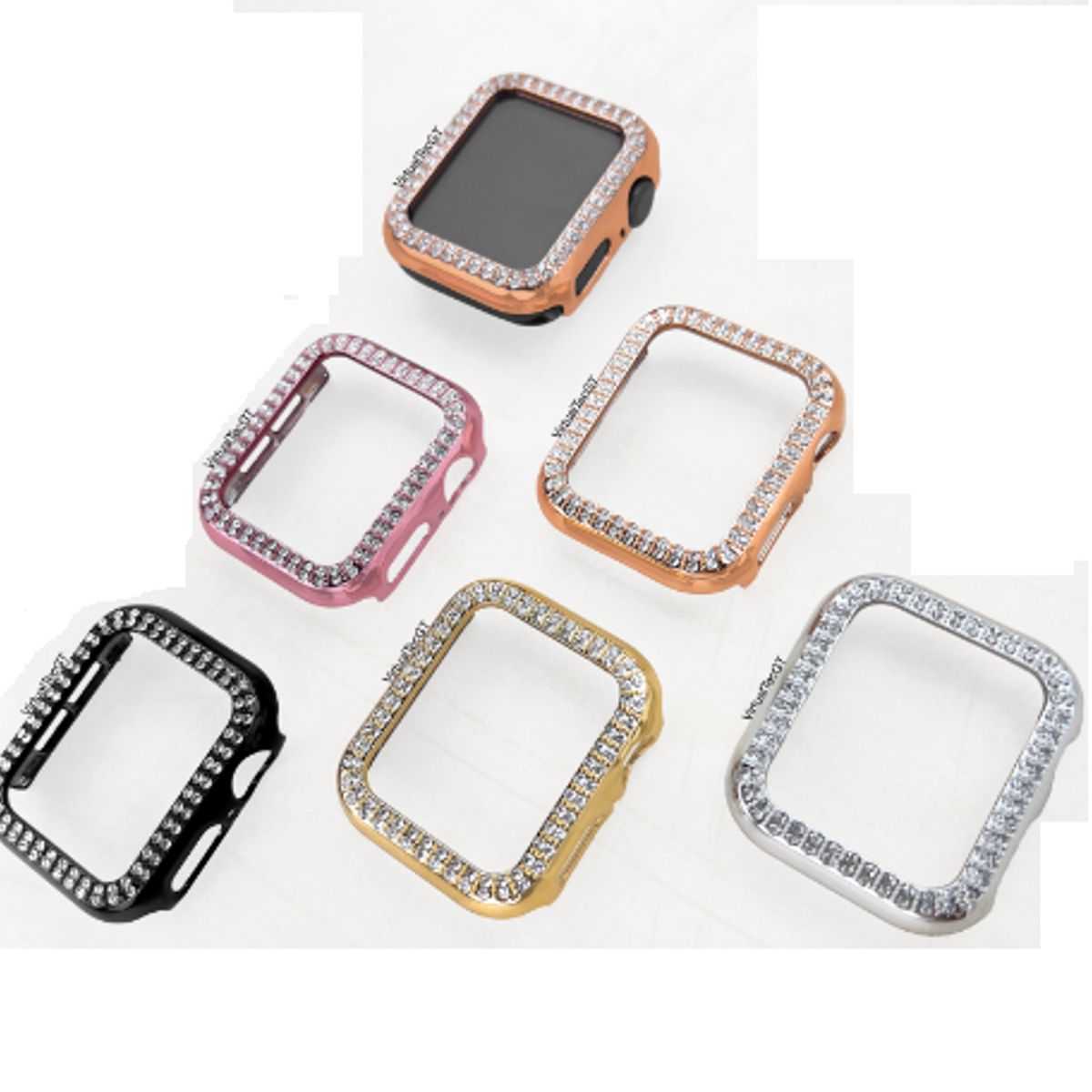 GENERICO - Bumpers para Apple Watch una Fila Diamante 45mm - ROSA GOLD