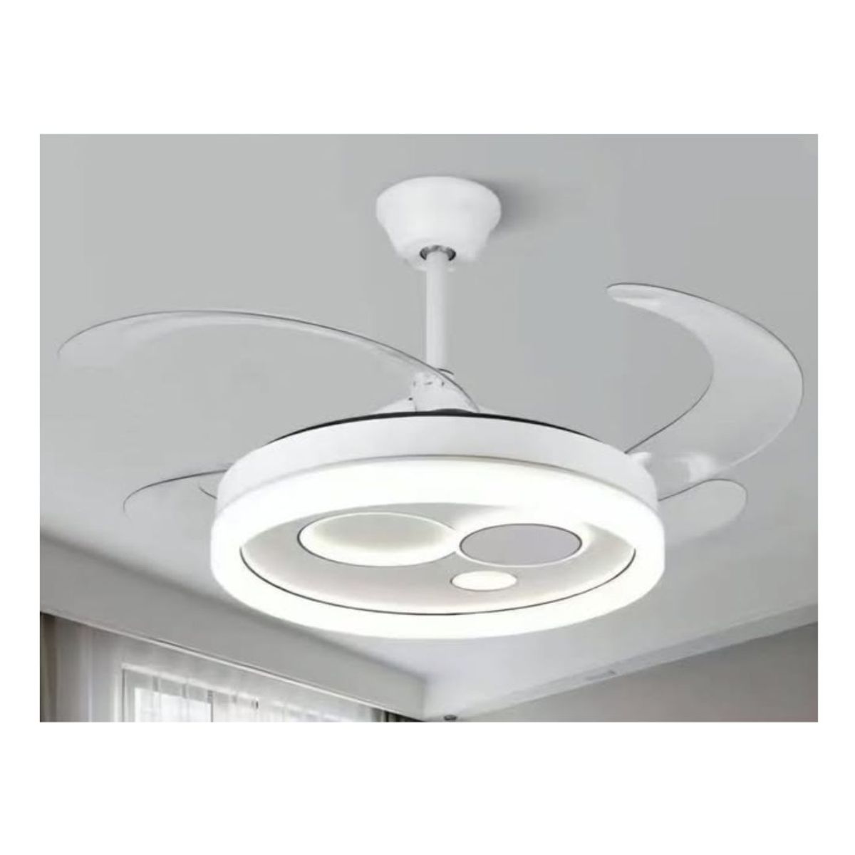 GENERICO - VENTILADOR TECHO C/LUZ 4 ASPAS RETRÁCTILES BLANCO CELESTIAL