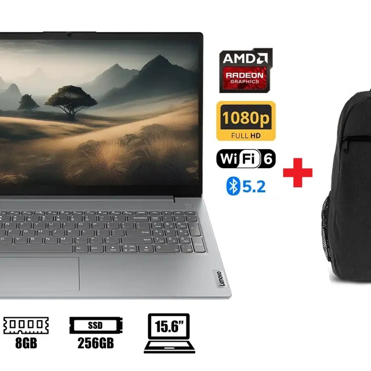 LENOVO - LAPTOP LENOVO AMD RYZEN 5 7520U RAM 8GB SSD 256GB PANTALLA 15.6” FULL HD