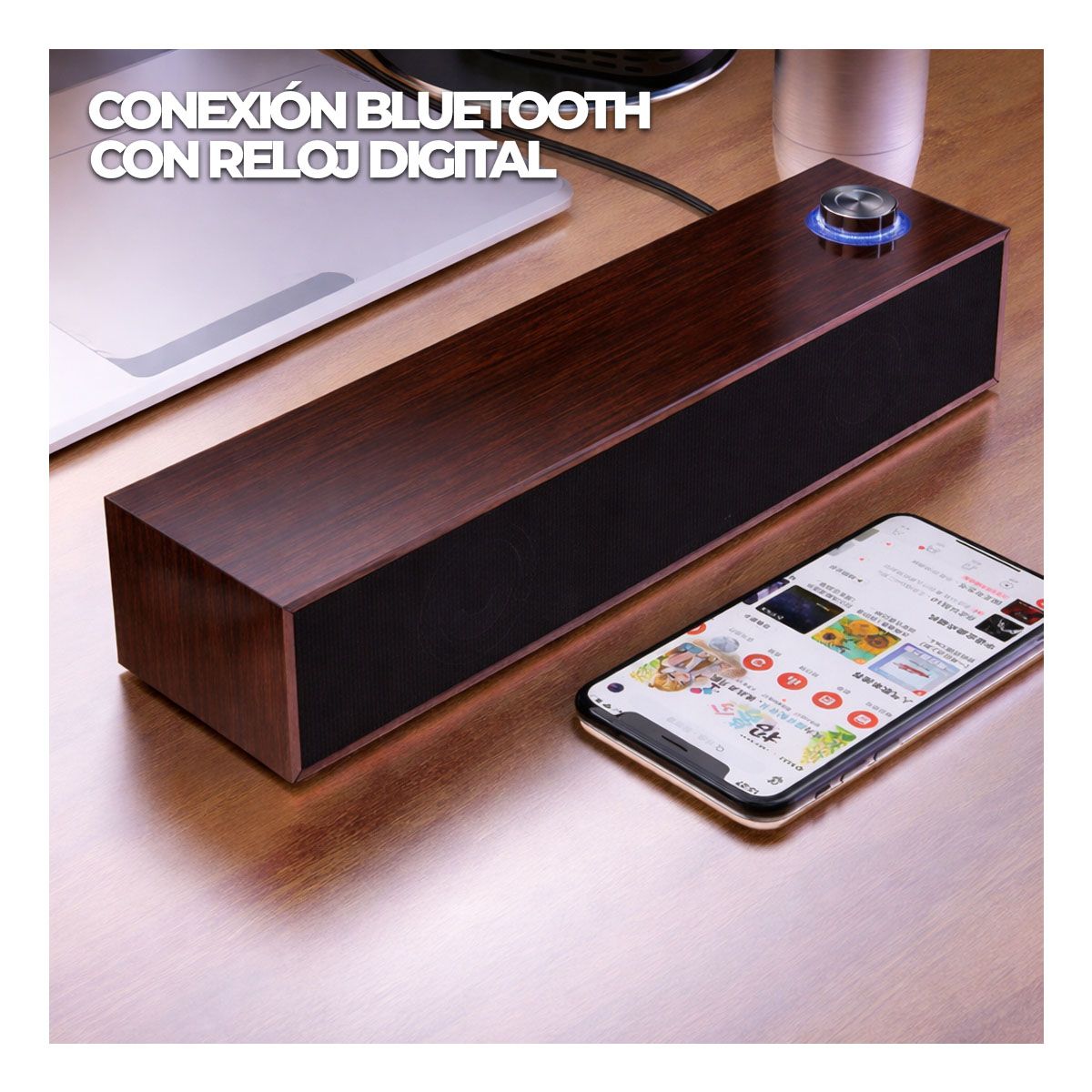 Altavoz Bluetooth Vintage Tipo Madera 37cm Soundbar Para PC Y Oficina, marca GENERICO - Foto 2